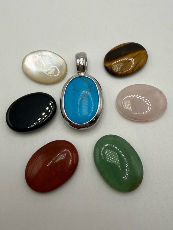 Jewelry - Sterling Silver Interchangeable Stone Pendant 7 Cabochons